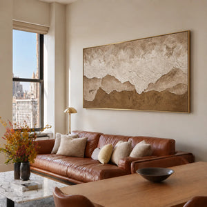 Layered Sand and Ivory Tides Wall Art styled interior scene 5 | OILDECO
