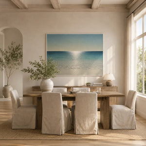 Crystal Tide Coastal Wall Art displayed in a bright dining room | Oildeco