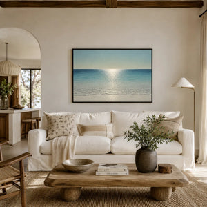 Crystal Tide Coastal Wall Art styled in a modern living room | Oildeco
