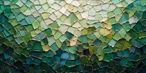 Emerald Mosaic with a Pale Green Glow Wall Art artwork view | OILDECO