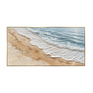 Foamy Surf Along a Golden Sand Shore Wall Art | OILDECO
