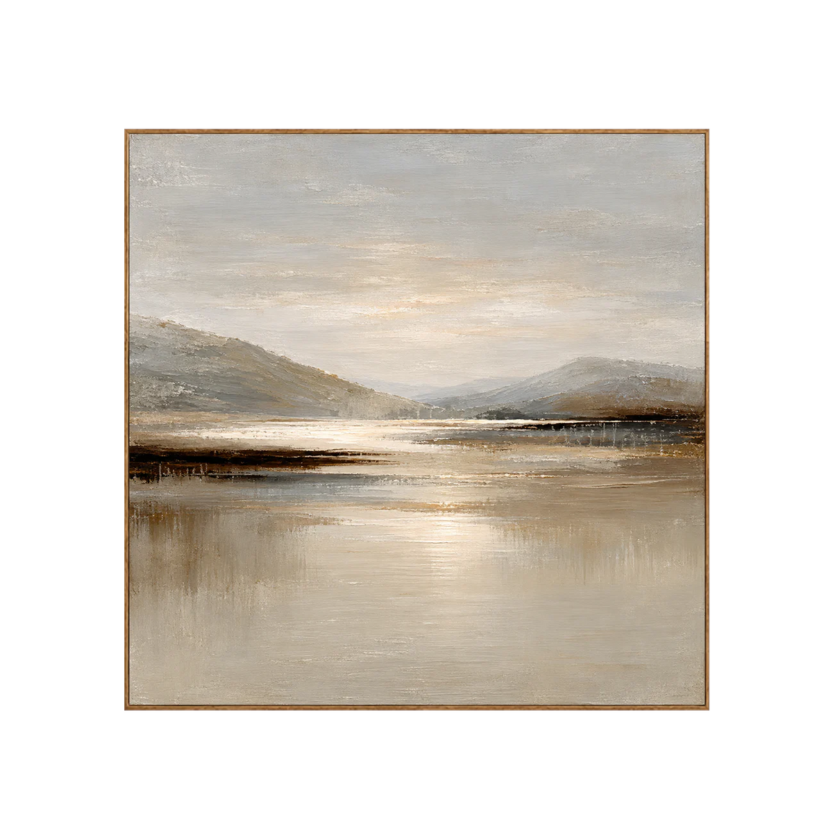 Quiet Mountain Lake with a Pale Golden Glow Wall Art