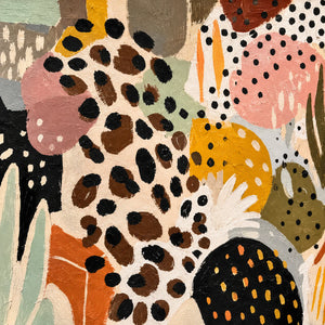 Leopard Spots and Colorful Organic Shapes Wall Art artwork view | OILDECO