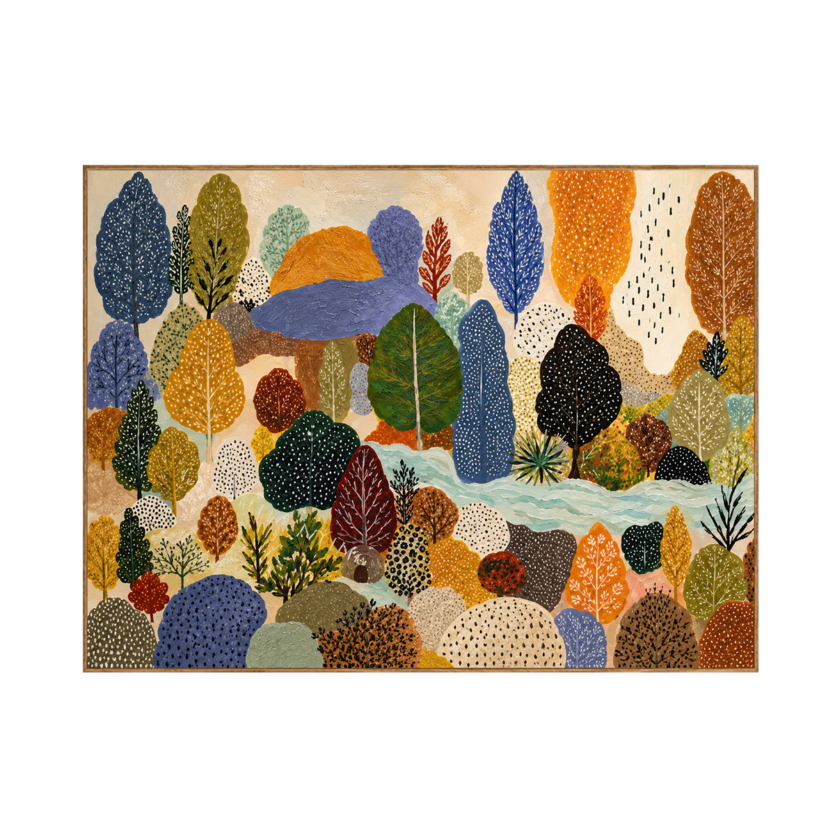 Dotted Woodland in Blue and Autumn Gold Wall Art