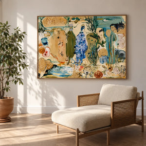 Cobalt Forms in an Ochre Fantasy Garden Wall Art styled interior scene 3 | OILDECO