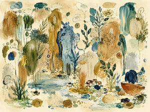 Ochre and Teal Botanical Daydream Wall Art artwork view | OILDECO