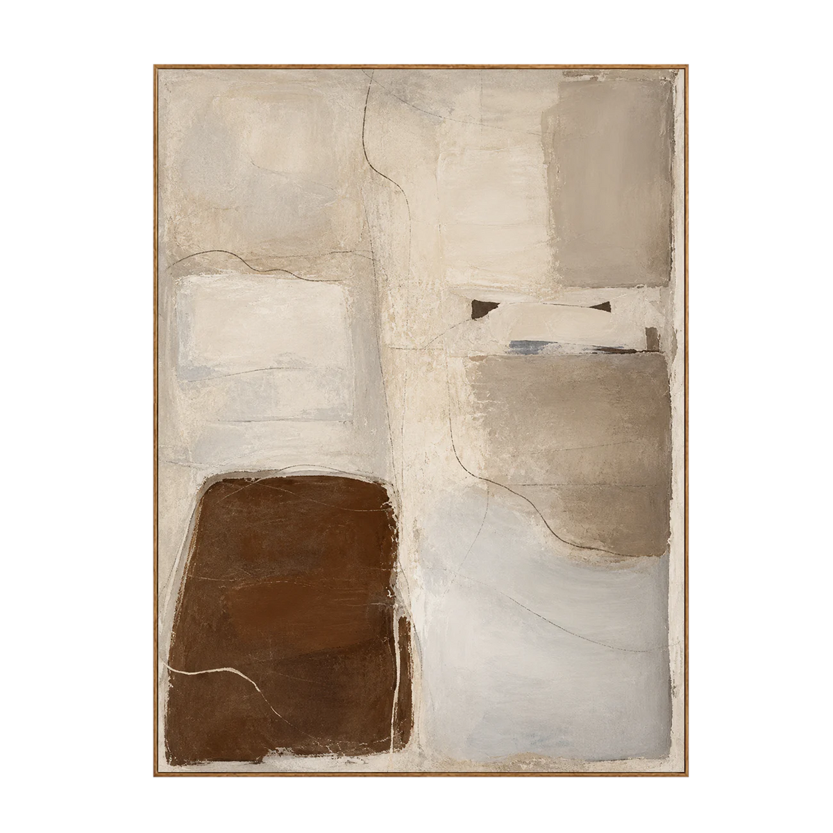 Soft Taupe Blocks with a Deep Brown Accent Wall Art