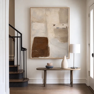 Soft Taupe Blocks with a Deep Brown Accent Wall Art styled interior scene 1 | OILDECO