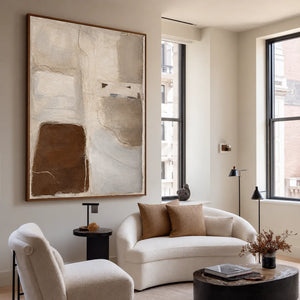 Soft Taupe Blocks with a Deep Brown Accent Wall Art styled interior scene 3 | OILDECO