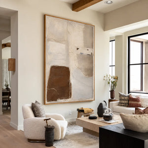 Soft Taupe Blocks with a Deep Brown Accent Wall Art styled interior scene 4 | OILDECO