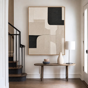 Black Corners and Cream Curves Wall Art styled interior scene 1 | OILDECO