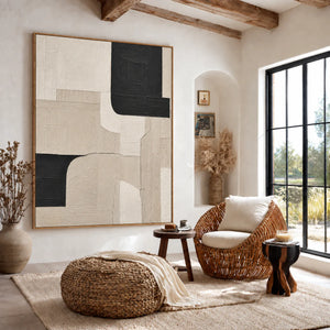 Black Corners and Cream Curves Wall Art styled interior scene 2 | OILDECO