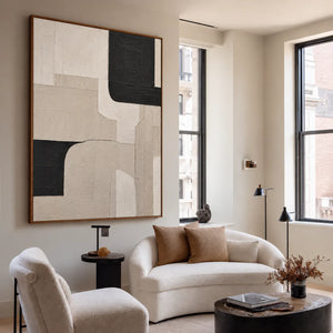 Black Corners and Cream Curves Wall Art styled interior scene 3 | OILDECO
