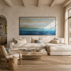 Gilded Horizon Coastal Wall Art styled in a modern living room | Oildeco