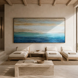 Gilded Horizon Coastal Wall Art styled in a contemporary entryway | Oildeco