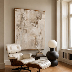 Weathered Cream and Warm Taupe Layers Wall Art styled interior scene 3 | OILDECO