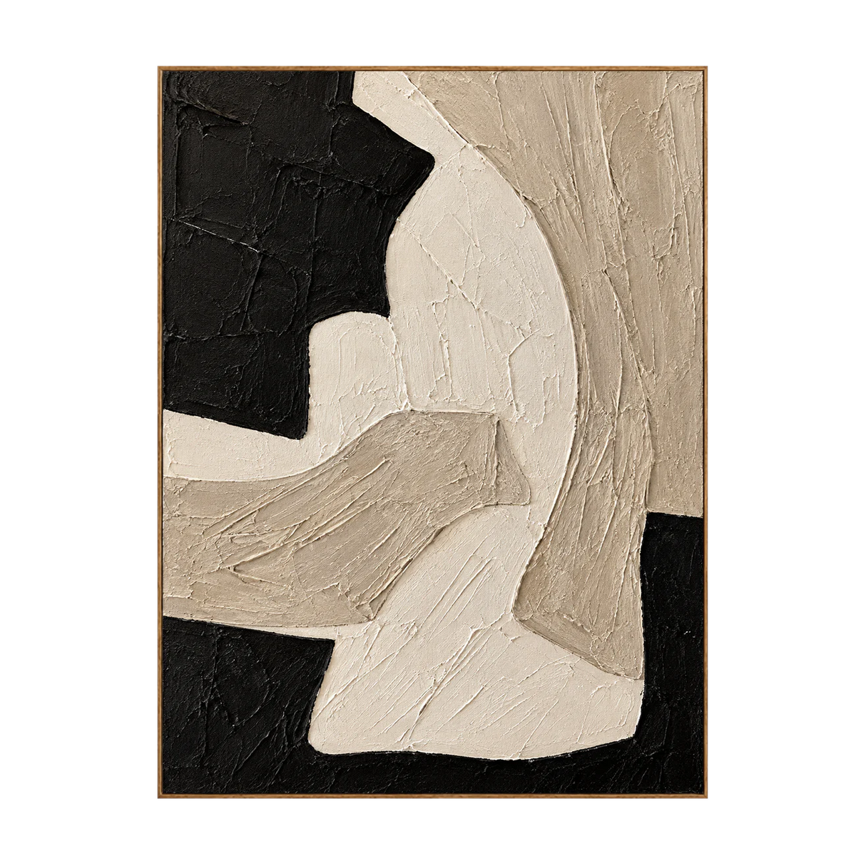 Sweeping Ivory Forms on Textured Black Wall Art