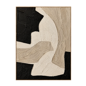 Sweeping Ivory Forms on Textured Black Wall Art | OILDECO