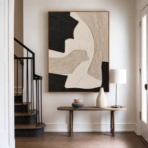 Sweeping Ivory Forms on Textured Black Wall Art styled interior scene 1 | OILDECO