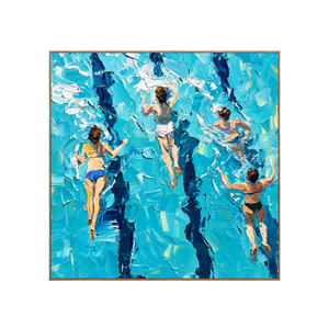 Four Swimmers in Brilliant Turquoise Water Wall Art | OILDECO