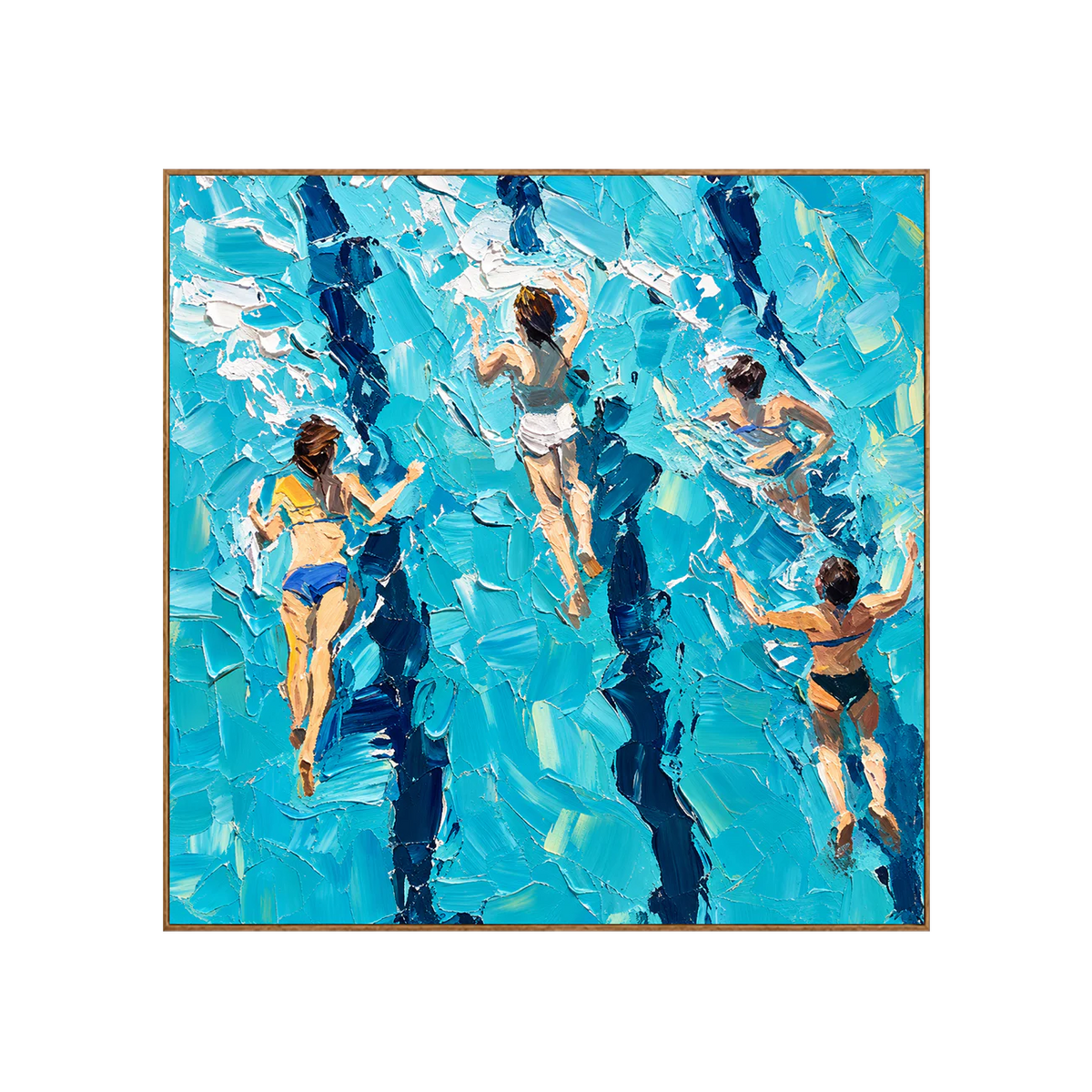 Four Swimmers in Brilliant Turquoise Water Wall Art