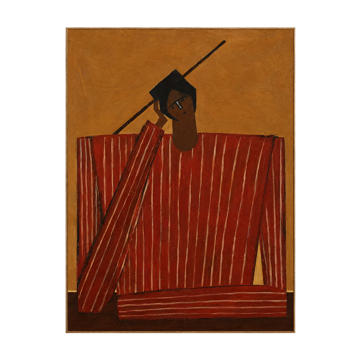 Quiet Figure in Red Stripes and Ochre Wall Art