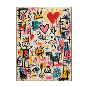 Hearts Crowns and Playful Scribbles Wall Art | OILDECO