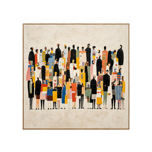 Colorful Gathering on a Cream Ground Wall Art | OILDECO