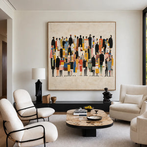 Colorful Gathering on a Cream Ground Wall Art styled interior scene 4 | OILDECO