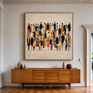 Colorful Gathering on a Cream Ground Wall Art styled interior scene 5 | OILDECO