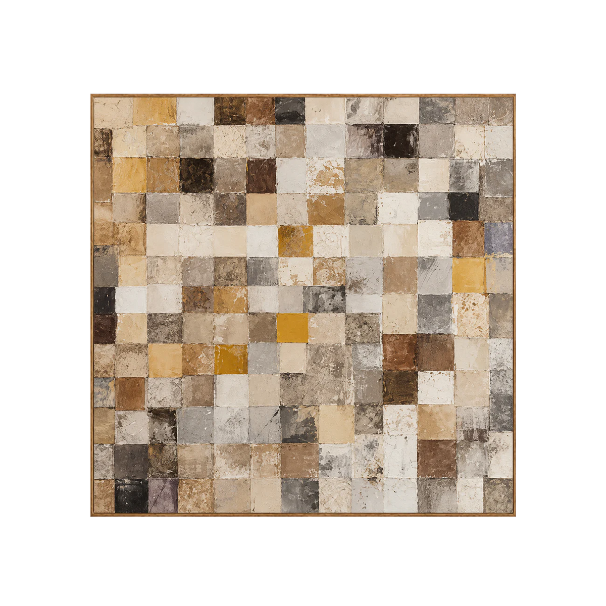 Warm Ochre and Stone Checkerboard Wall Art