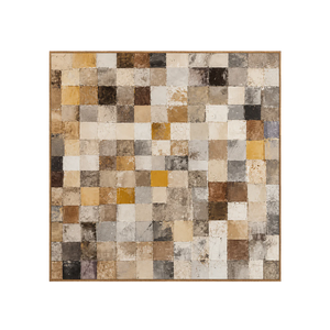 Warm Ochre and Stone Checkerboard Wall Art | OILDECO