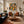 Tall Gathering in Mustard Teal and Black Wall Art styled interior scene 2 | OILDECO