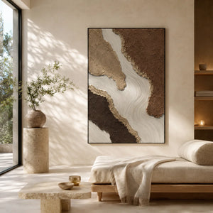 Canyon Flow Textured Wall Art shown in a calm bedroom setting | Oildeco