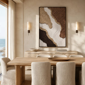 Canyon Flow Textured Wall Art styled in a contemporary entryway | Oildeco