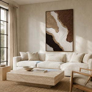 Canyon Flow Textured Wall Art displayed in a bright dining room | Oildeco