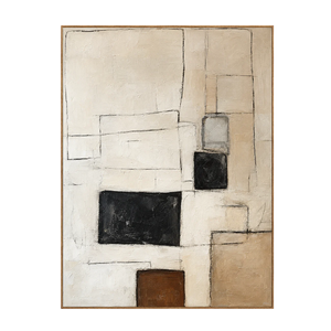 Fine Rectangles with Black and Umber Blocks Wall Art | OILDECO