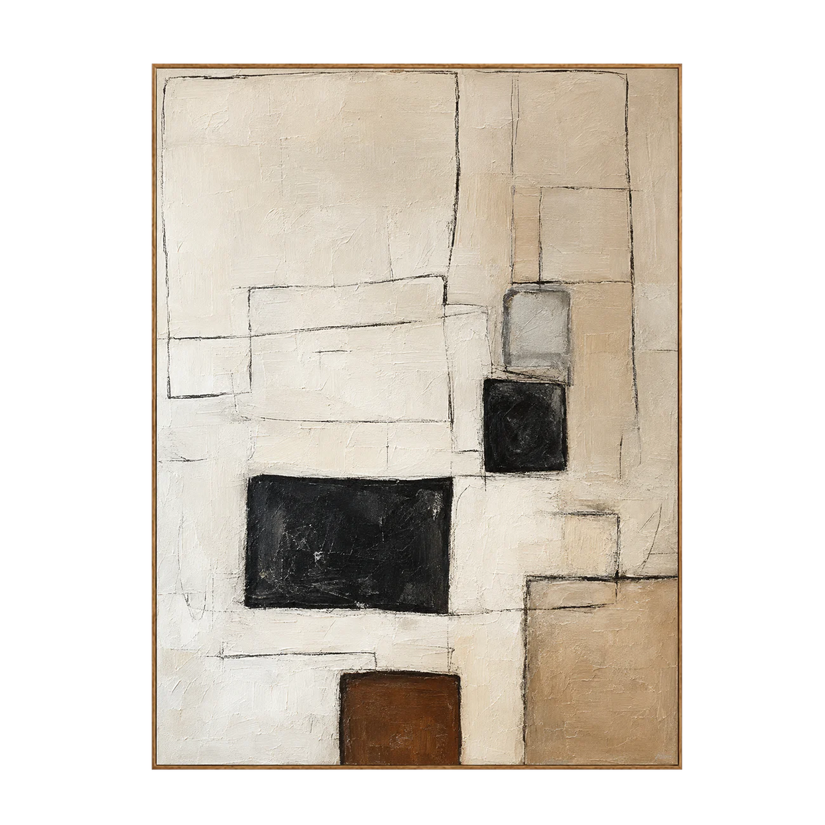 Fine Rectangles with Black and Umber Blocks Wall Art