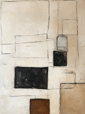 Fine Rectangles with Black and Umber Blocks Wall Art artwork view | OILDECO