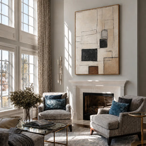Fine Rectangles with Black and Umber Blocks Wall Art styled interior scene 5 | OILDECO