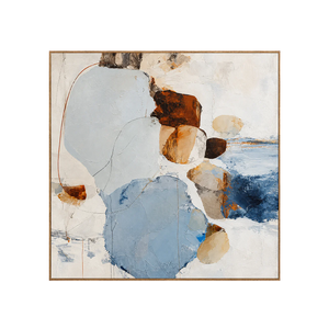 Pale Blue Pebble Forms with Rust Accents Wall Art | OILDECO