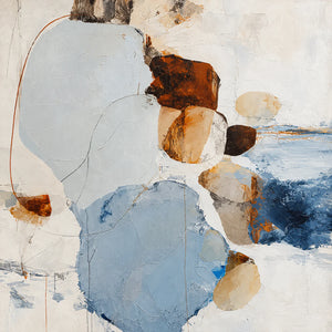 Pale Blue Pebble Forms with Rust Accents Wall Art artwork view | OILDECO