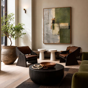 Olive Green Planes and Pale Stone Layers Wall Art styled interior scene 4 | OILDECO