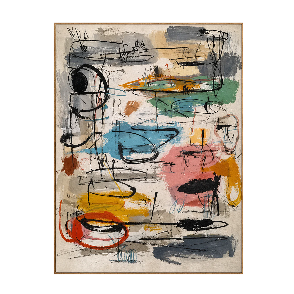 Colorful Loops and Spontaneous Black Lines Wall Art