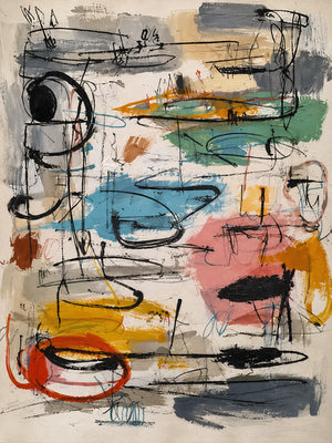 Colorful Loops and Spontaneous Black Lines Wall Art artwork view | OILDECO