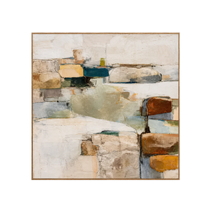 Teal and Ochre Textured Abstract Wall Art | OILDECO