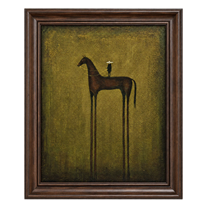 Olive Long-Legged Horse and Rider Wall Art | OILDECO