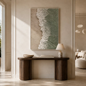 Seafoam Edge Coastal Wall Art styled in a entryway | OILDECO