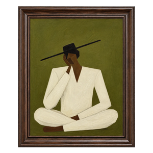 Olive Contemplative Figure Wall Art | OILDECO
