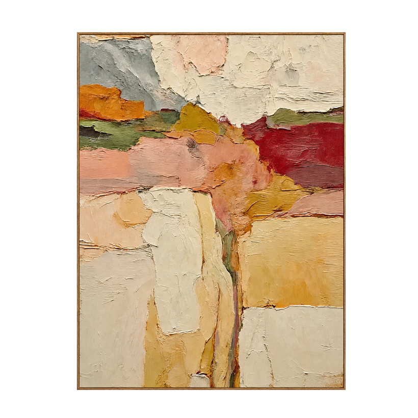 Blush and Ochre Textured Abstract Wall Art | OILDECO